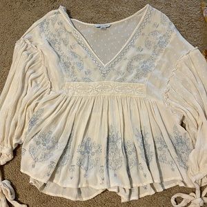 AE long sleeve embroidered top